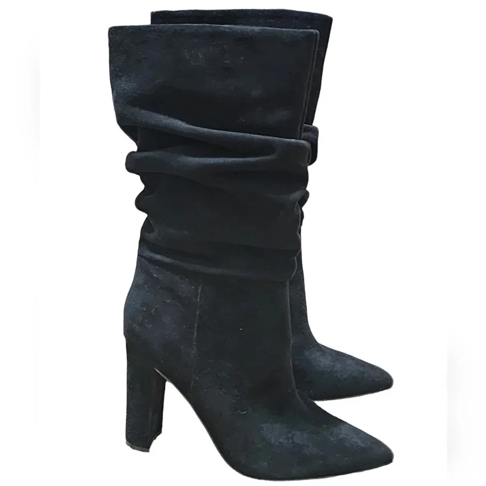 Marc Fisher Gomer Heeled Black Suede Boot Womens 7.5 NWT - Picture 5 of 11